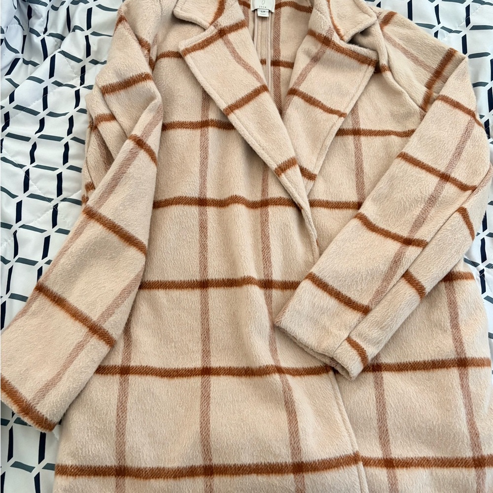 Joie Beige and Brown Plaid Jacket